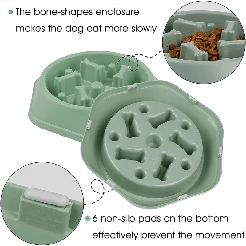 Slow feeder dog bowl-anti-slip puzzle design for small and medium dogs.