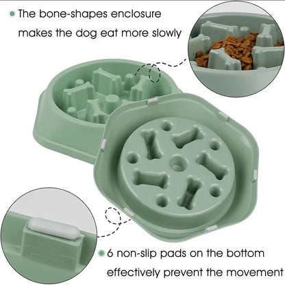 Slow feeder dog bowl-anti-slip puzzle design for small and medium dogs.