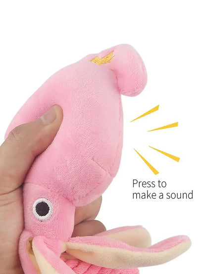 Pink Octopus plush squeaky chew toy for Dogs and Cats.