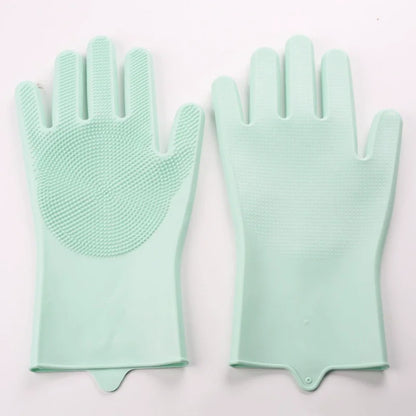 Green Silicone pet grooming  gloves for Dogs and Cats