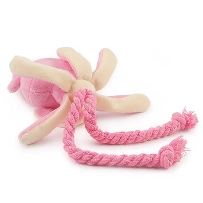 Pink Octopus plush squeaky chew toy for Dogs and Cats.