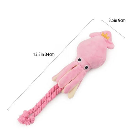 Pink Octopus plush squeaky chew toy for Dogs and Cats.