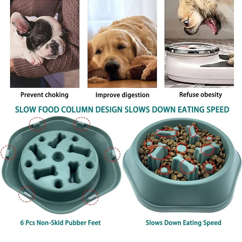 Slow feeder dog bowl-anti-slip puzzle design for small and medium dogs.