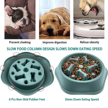 Slow feeder dog bowl-anti-slip puzzle design for small and medium dogs.