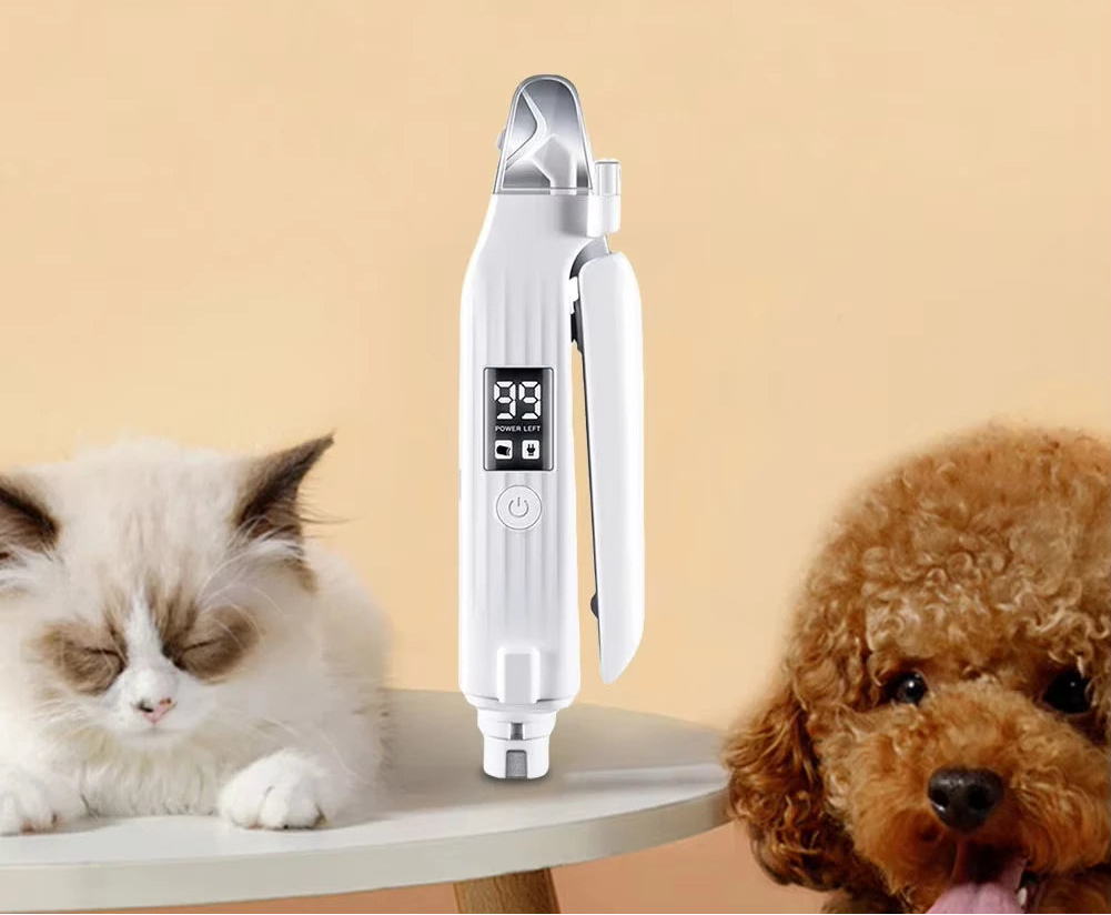 2-in-1 electric pet nail trimmer and grinder with LED light