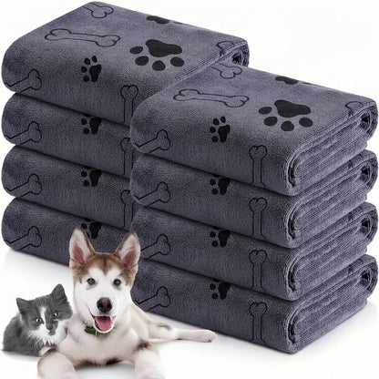 Quick-dry microfibre dog towel in grey — super absorbent 60x100cm pet bath towel