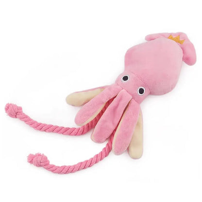Pink Octopus plush squeaky chew toy for Dogs and Cats.